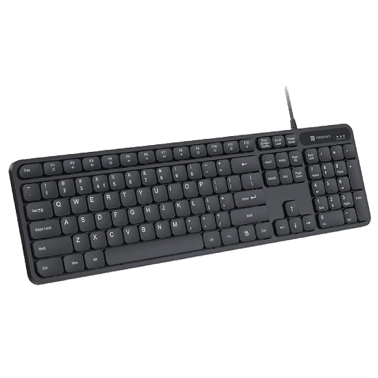 Portronics Ki-Pad 3 USB Wired Keyboard with Large Keycaps, Noise-Free Typing, Fn Multimedia Hotkeys, Full-Size Layout with Num Pad, Ergonomic Design, 1.5m USB Cable, for Laptop, PC, Mac (Black)